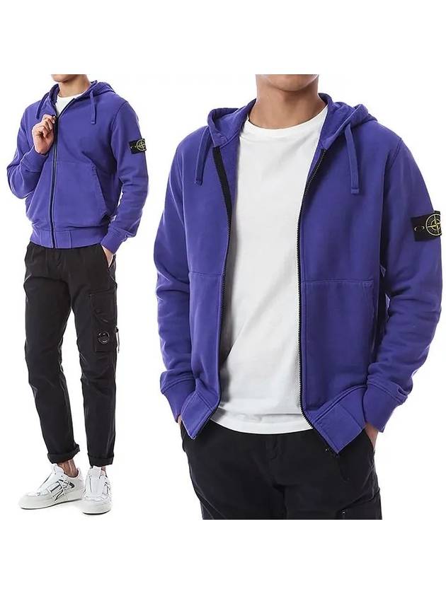 Wappen Patch Cotton Zip Up Hoodie Purple - STONE ISLAND - BALAAN 2