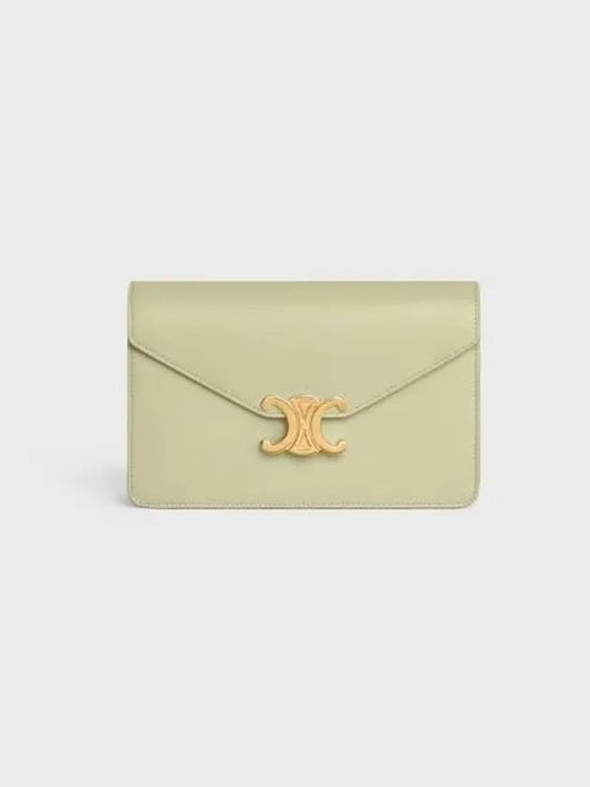 Triomphe Chain Shiny Calfskin Half Wallet Almond Green - CELINE - BALAAN 2