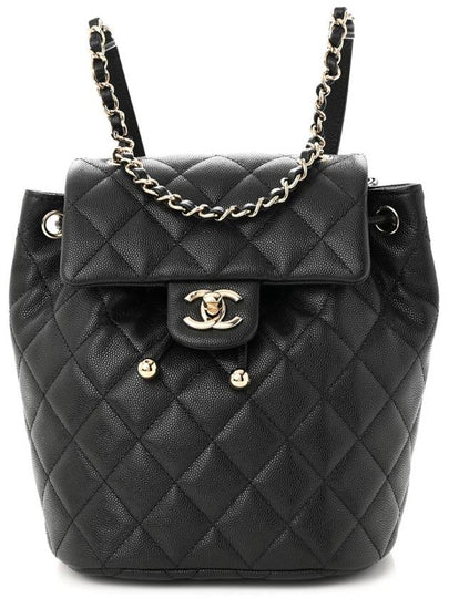 Shiny Grained Calfskin Gold Metal Backpack Black - CHANEL - BALAAN 2