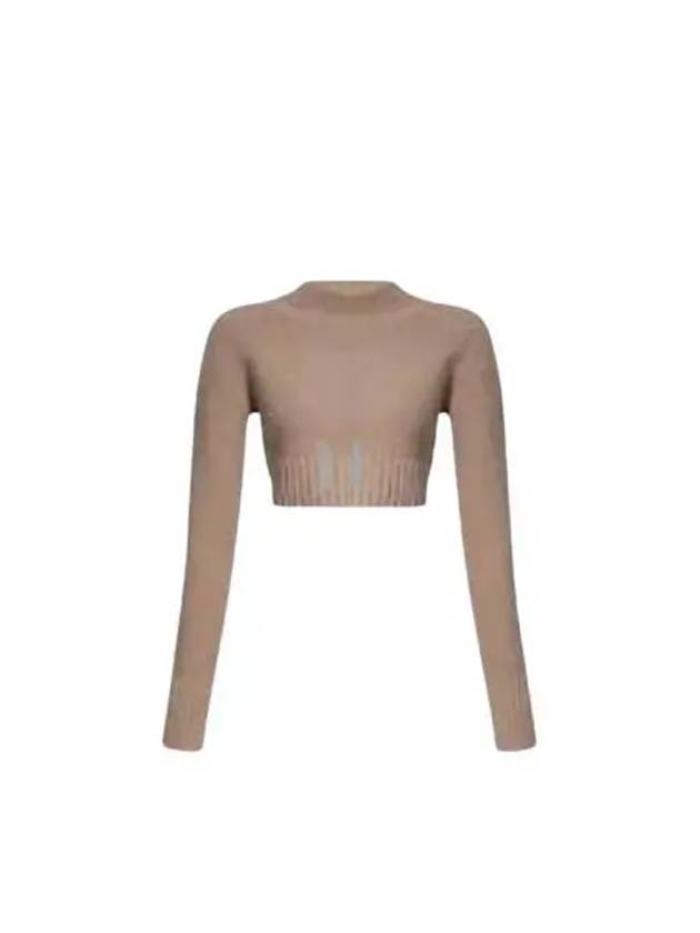 Kaya Crop Cashmere Knit Top Sand - MAX MARA - BALAAN 2