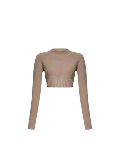 Kaya Crop Cashmere Knit Top Sand - MAX MARA - BALAAN 2