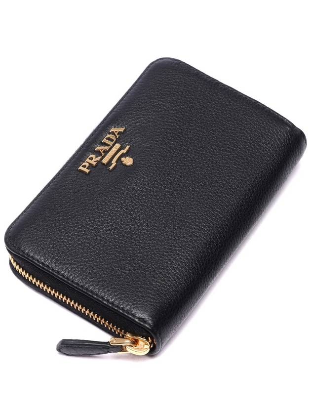 Women's Vitello Gold Logo Zipper Medium Wallet - PRADA - BALAAN 5