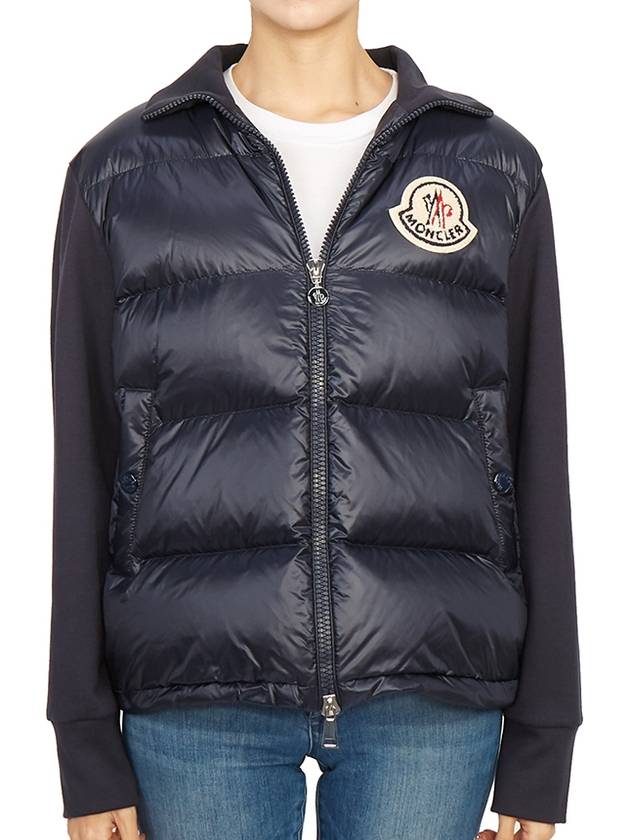 Logo Patch Knit Padded Zip-up Jacket Navy - MONCLER - BALAAN 3