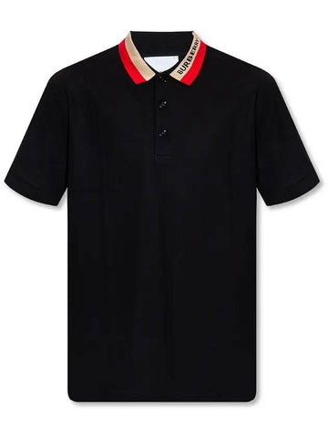 Logo Detail Cotton Short Sleeve Polo Shirt Black - BURBERRY - BALAAN 1