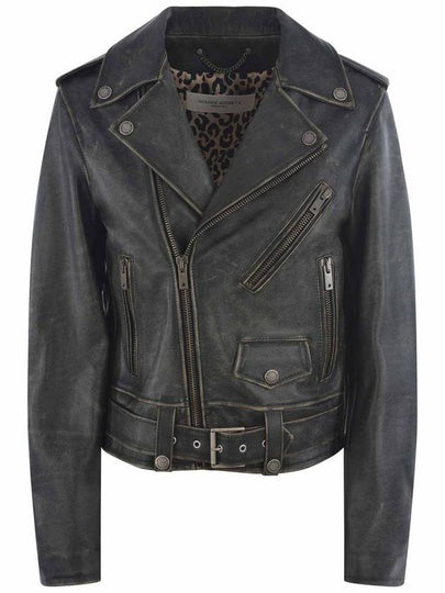 Inner Leopard Biker Jacket Black - GOLDEN GOOSE - BALAAN 2