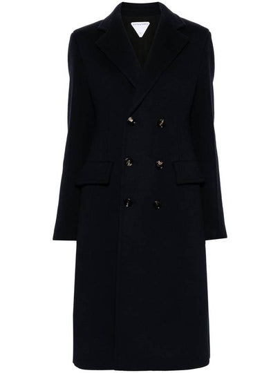 Women's Wool Cashmere Cape Double Coat Navy - BOTTEGA VENETA - BALAAN 2