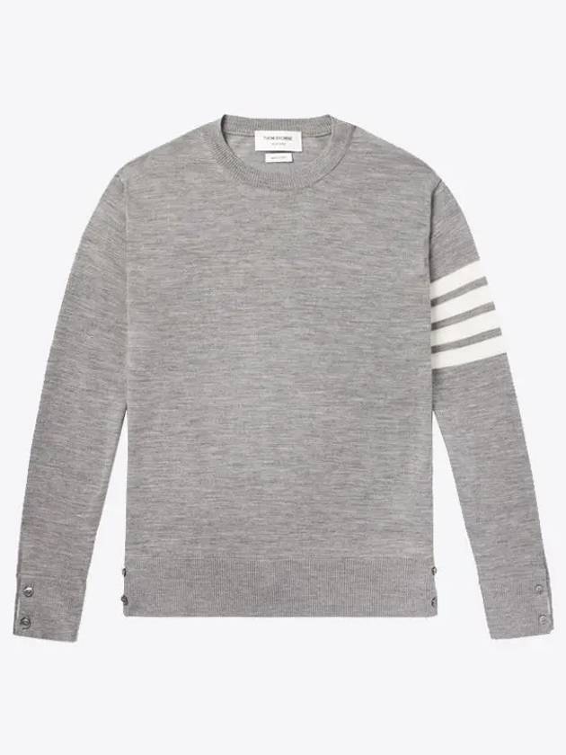 4 Bar Armband Classic Merino Wool Knit Top Light Grey - THOM BROWNE - BALAAN 2