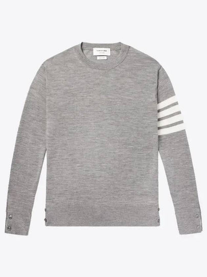 4 Bar Armband Classic Merino Wool Knit Top Light Grey - THOM BROWNE - BALAAN 2