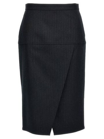 Pinstripe Wool Pencil Skirt Black - FENDI - BALAAN 1