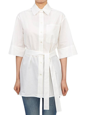 Texas Waist Belt Short Sleeve Shirt White - MAX MARA - BALAAN 1