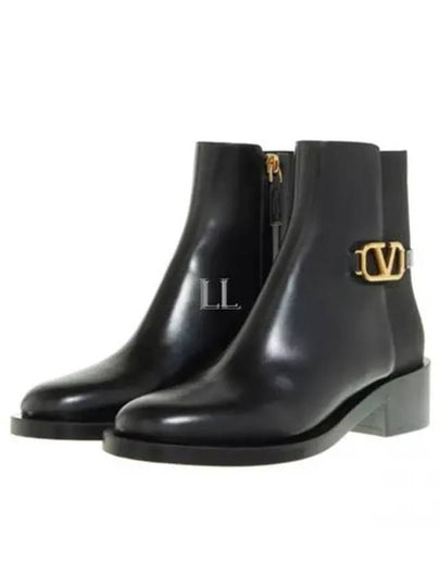 V Logo Signature Ankle Middle Boots Black - VALENTINO - BALAAN 2