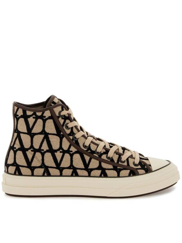 Toile Iconographe High Top Sneakers Beige - VALENTINO - BALAAN 2