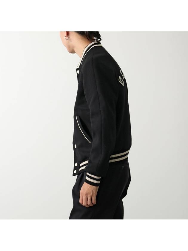 Teddy Embroidered Logo Textured Wool Bomber Jacket Black - CELINE - BALAAN 9