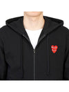 Play Double Red Heart Waffen Hooded Zip Up P1 T294 1 Black - COMME DES GARCONS - BALAAN 9