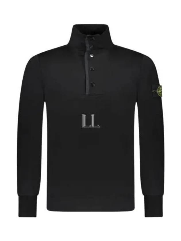 Compass Patch Cotton Fleece Polo Knit Top Black - STONE ISLAND - BALAAN 2