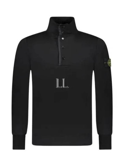 Compass Patch Cotton Fleece Polo Knit Top Black - STONE ISLAND - BALAAN 2