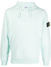 Wappen Patch Cotton Fleece Hoodie Aqua - STONE ISLAND - BALAAN 2