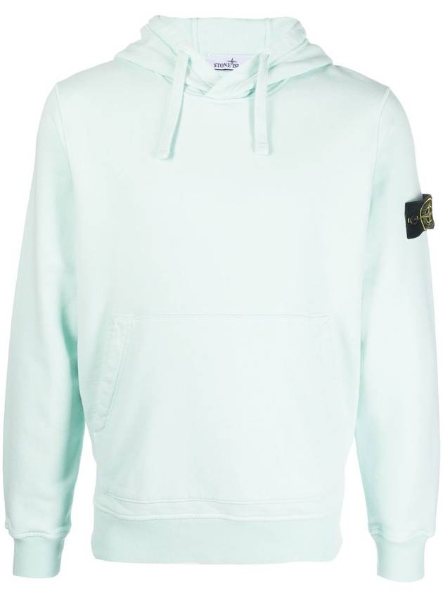 Wappen Patch Cotton Fleece Hoodie Aqua - STONE ISLAND - BALAAN 2