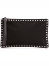 Rockstud Logo Patch Strap Clutch Bag Black - VALENTINO - BALAAN.