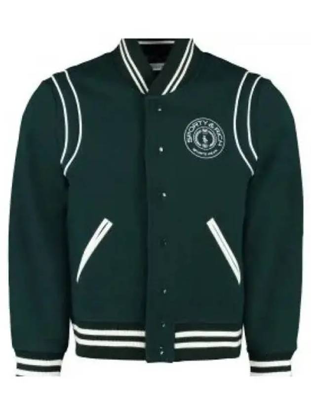 Embroidered Logo Varsity Virgin Wool Bomber Jacket Dark Green - SPORTY & RICH - BALAAN 2