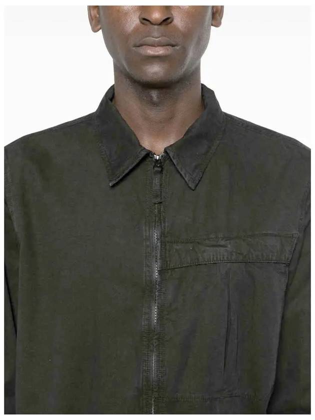 Organic Cotton Shirt Zip Up Jacket Black - STONE ISLAND - BALAAN 5