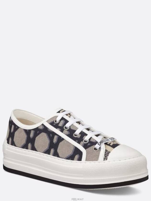 Walk'N'Dior Platform Macrocannage Motif Embroidery Cotton Low-Top Sneakers Deep Blue - DIOR - BALAAN 2