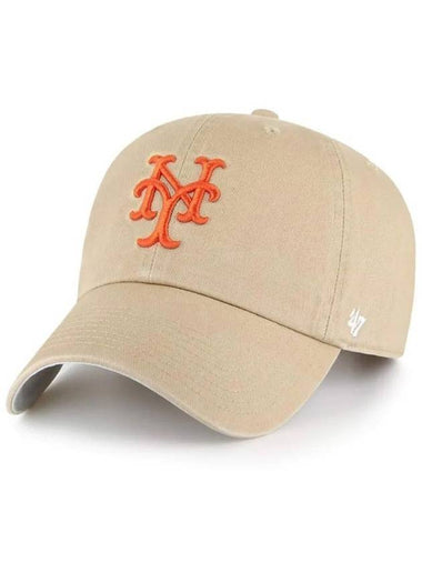 NY Big Logo New York Mets Premium Line Ball Cap Khaki Orange - 47BRAND - BALAAN 1