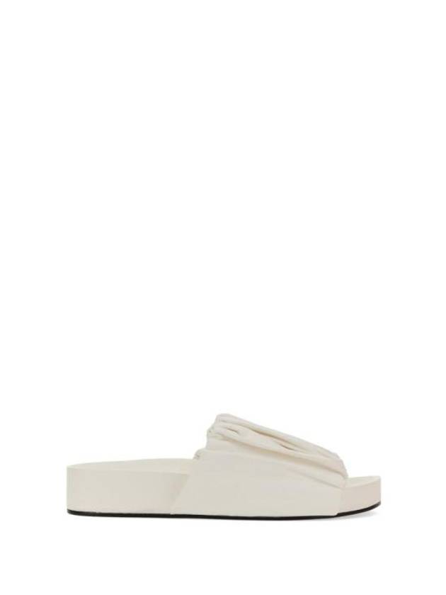 Pleated Padded Leather Slippers White - JIL SANDER - BALAAN 1