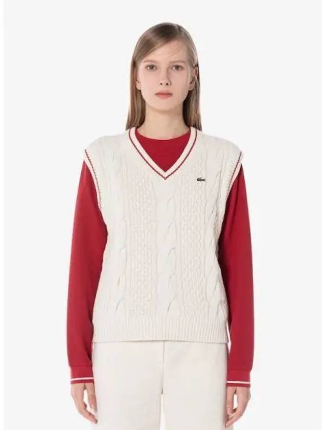 Women s Tipping Point Cable Vest AF712E 54NF 70V Domestic Product GQ2N24080583563 - LACOSTE - BALAAN 1