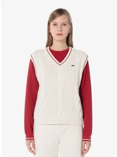 Women s Tipping Point Cable Vest AF712E 54NF 70V Domestic Product GQ2N24080583563 - LACOSTE - BALAAN 1