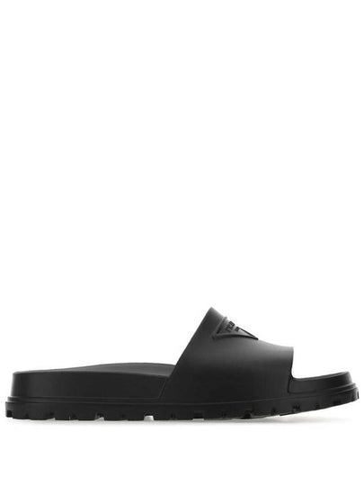 Triangle Logo Rubber Slippers Black - PRADA - BALAAN 2