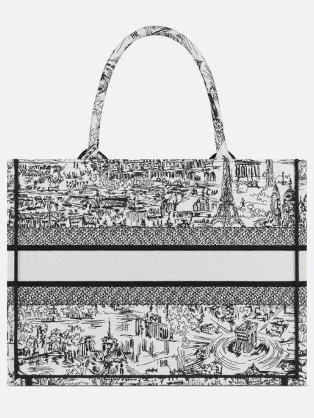 Medium Paris All-Over Embroidery Book Tote Bag White - DIOR - BALAAN 5