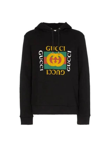 Vintage Logo Cotton Hoodie Black - GUCCI - BALAAN 1