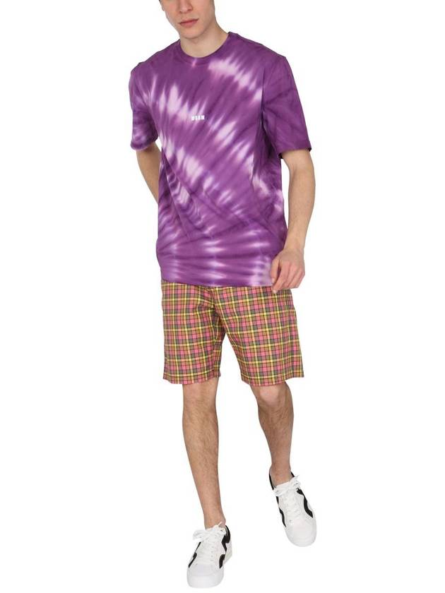 Logo Tie Dye Short Sleeve T-Shirt Purple - MSGM - BALAAN 3