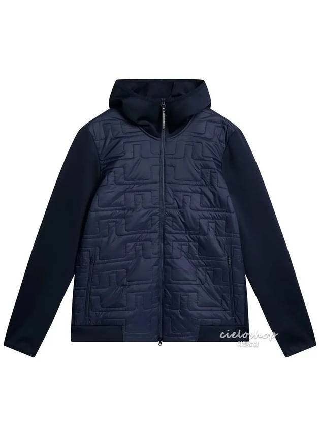 Quilted Hybrid Men s Hooded Golf Jacket Primaloft Navy AMOW09066 - J.LINDEBERG - BALAAN 1