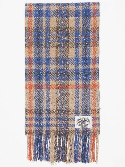 Plaid Fringe Muffler Beige Blue - ACNE STUDIOS - BALAAN 2