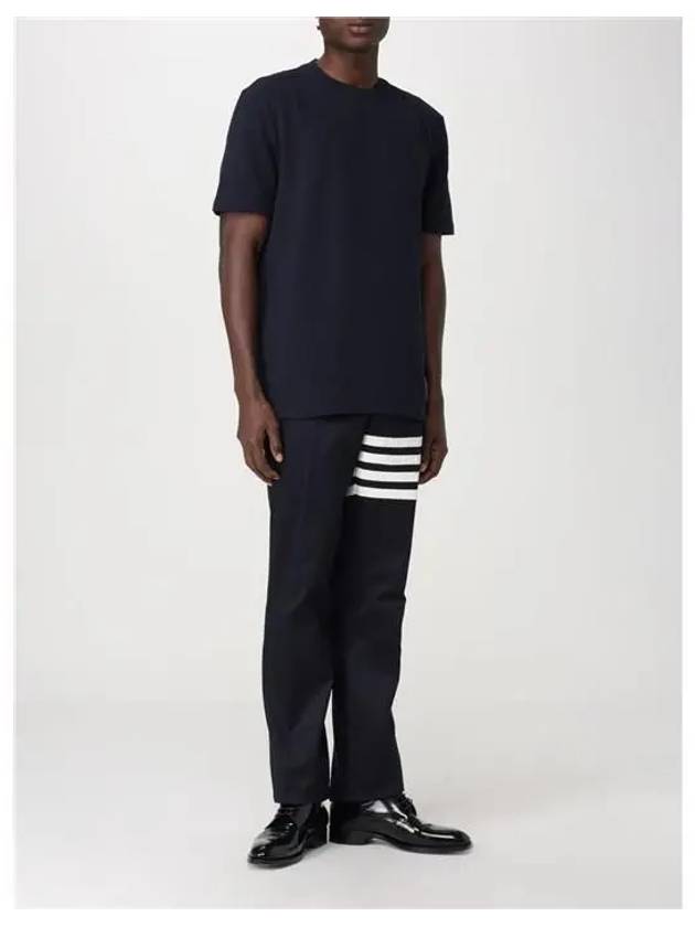 Men's Center Back Striped Short Sleeve T-Shirt Navy - THOM BROWNE - BALAAN 6