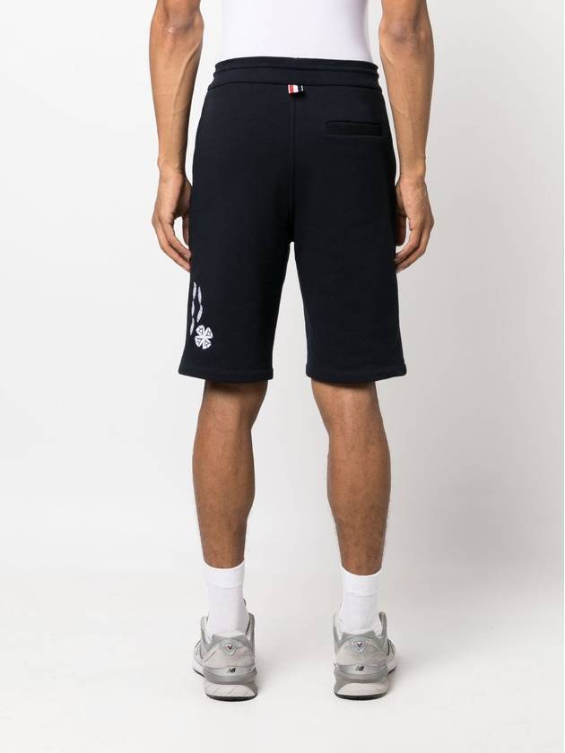 Embroidered Drawstring Cotton Shorts Navy - THOM BROWNE - BALAAN 6