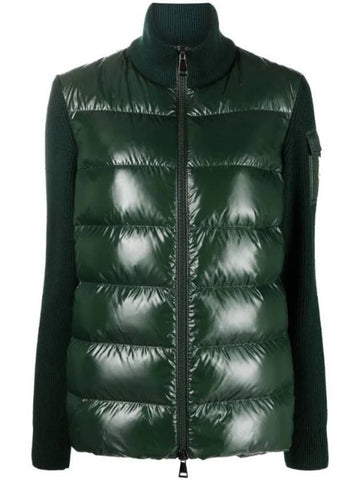 Merino Wool Padded Cardigan Green - MONCLER - BALAAN.