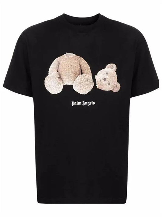 Bear Print Short Sleeve T-Shirt Black - PALM ANGELS - BALAAN 2
