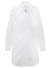 Women's Point Collar Poplin Short Dress White - THOM BROWNE - BALAAN 2