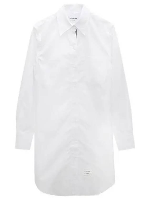 Women's Point Collar Poplin Short Dress White - THOM BROWNE - BALAAN 2