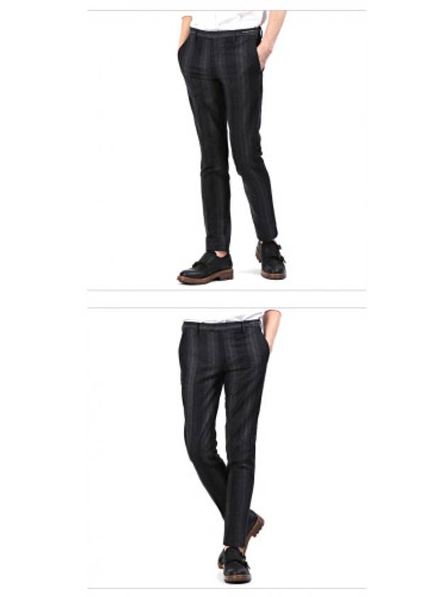 Men's Striped Wool Skinny Pants Black - PT01 - BALAAN.