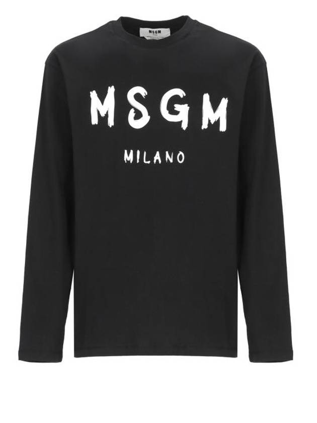 Milano Brushed Logo Long Sleeve T-Shirt Black - MSGM - BALAAN 2