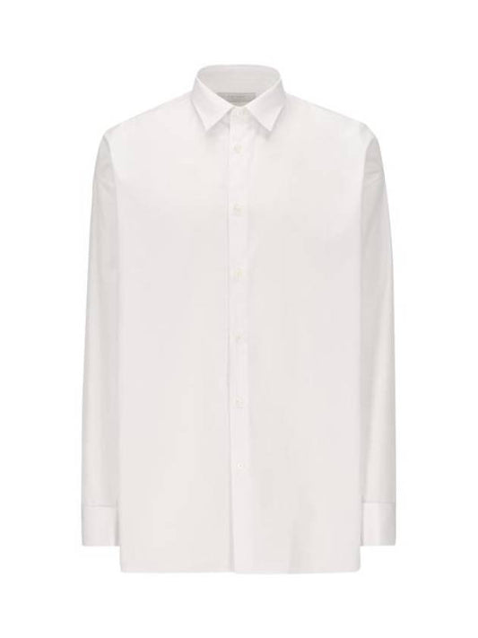 Oversized Cotton Long Sleeved Shirt White - PRADA - BALAAN 1