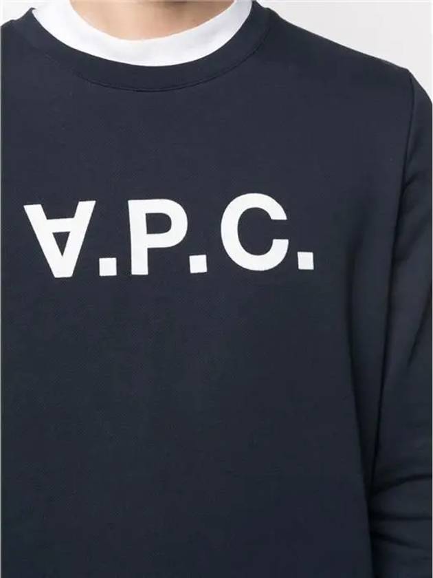 Men's VPC Logo Print Crew Neck Sweatshirt Navy - A.P.C. - BALAAN 6