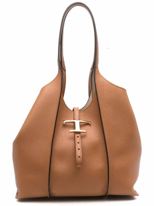 Logo T Timeless Leather Tote Bag Brown - TOD'S - BALAAN 2