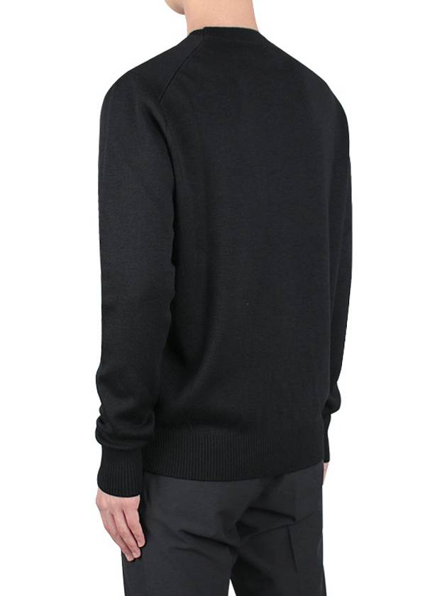 Men's Mini Heart Logo Merino Wool Knit Top Black - AMI - BALAAN 5