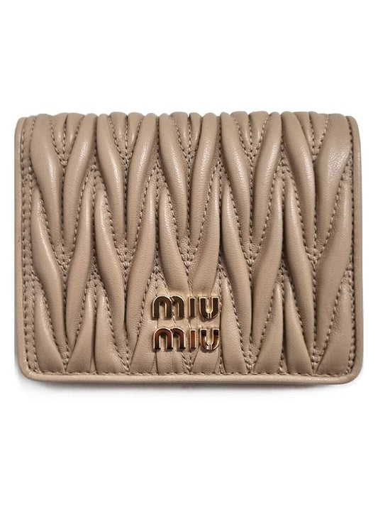 Matelasse Leather Half Wallet Beige - MIU MIU - BALAAN 2