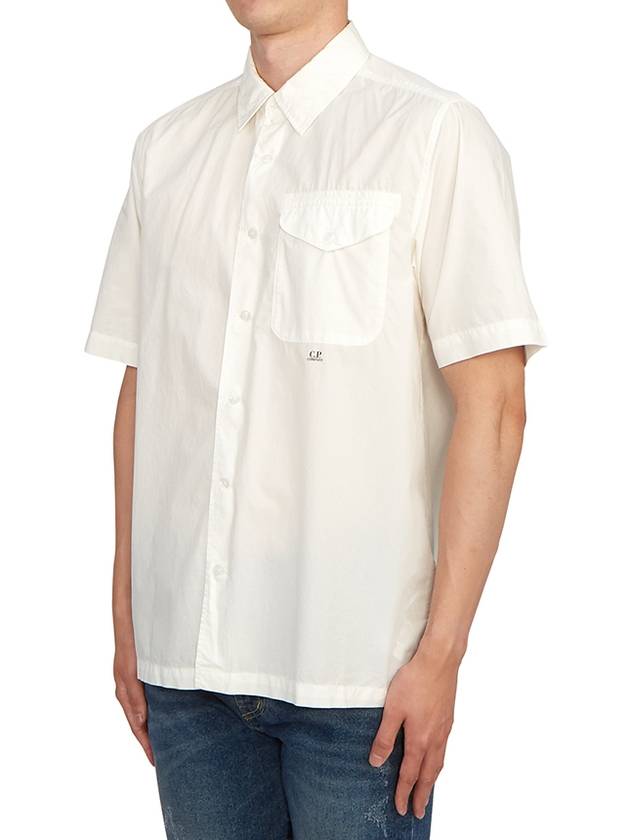 Poplin small logo button short-sleeved shirt - CP COMPANY - BALAAN.